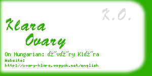 klara ovary business card